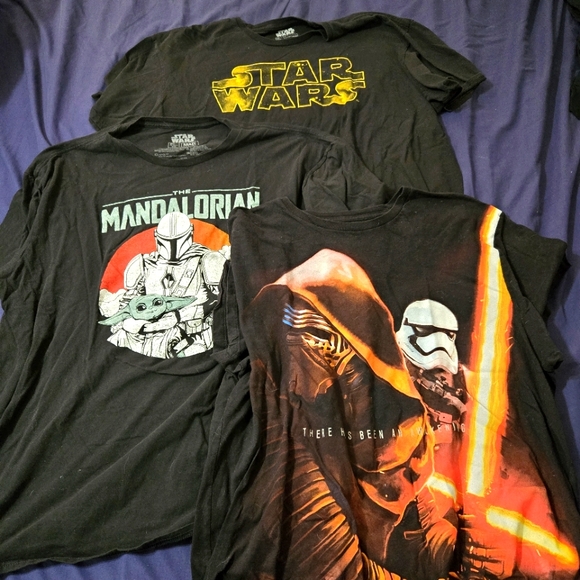 Star Wars T-shirts Mens Size 2XL 3 Pack Mandalorian Baby Yoda Awakening T Shirts - Picture 1 of 10
